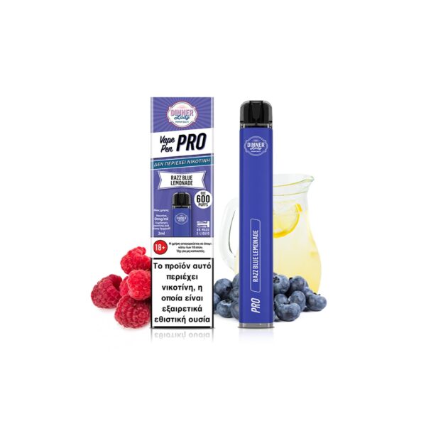 Dinner Lady  -Vape Pen Pro Razz Blue Lemonade2ml 0mg