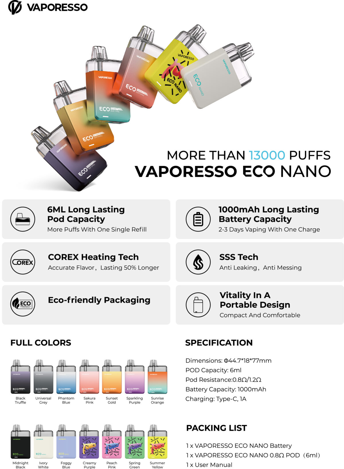 Vaporesso - Eco Nano Kit 1000mah - Image 2