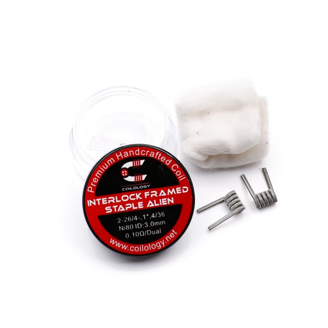 images Coilology - Ni80 Interlock Framed Staple Alien Premade Coils 3mm 0.10ohm/Dual - Image 1